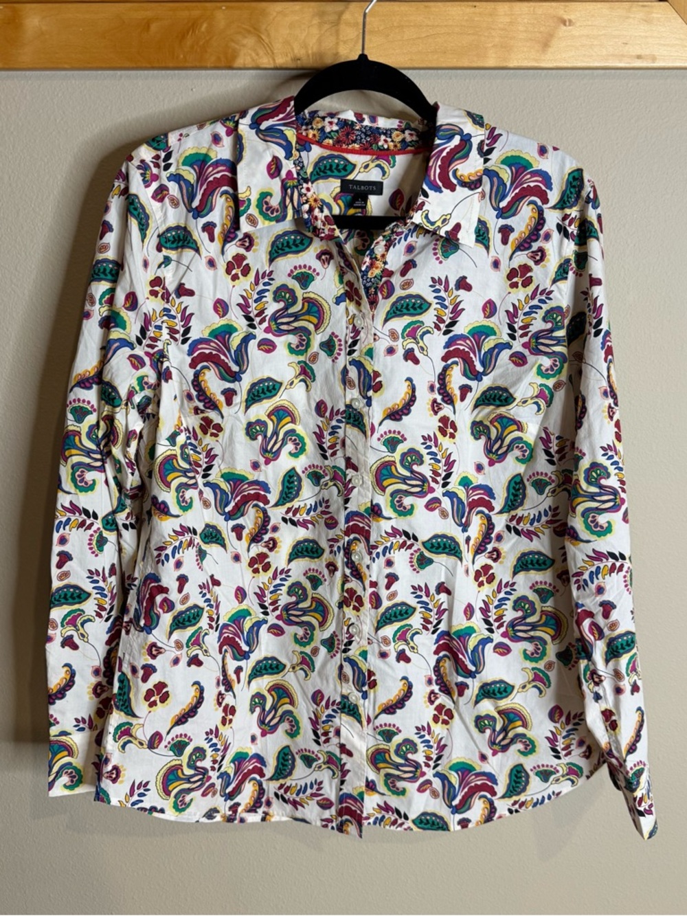 NWT Talbots White Multi Paisley Button-Down Shirt